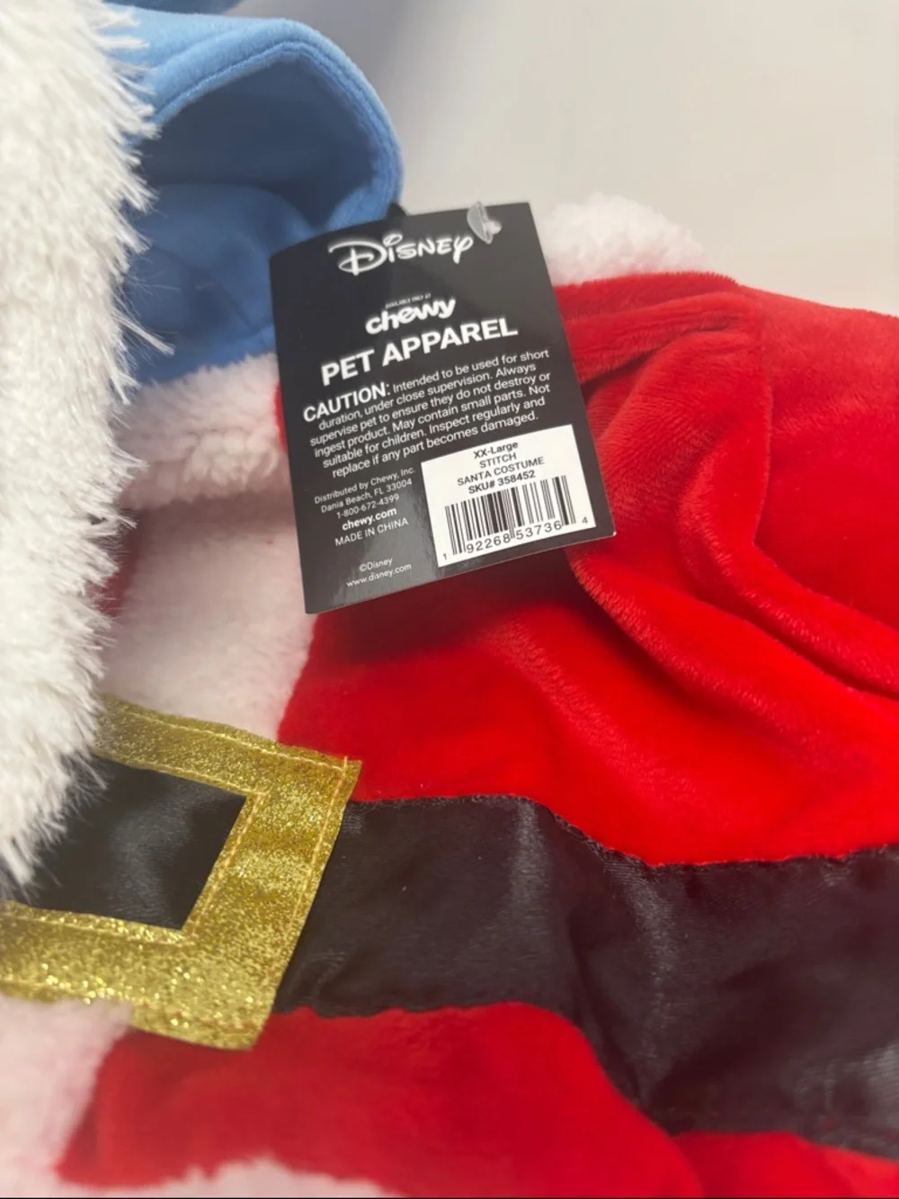 Disney Blue Stitch Plush in Red Santa dog Costume NWT xxl